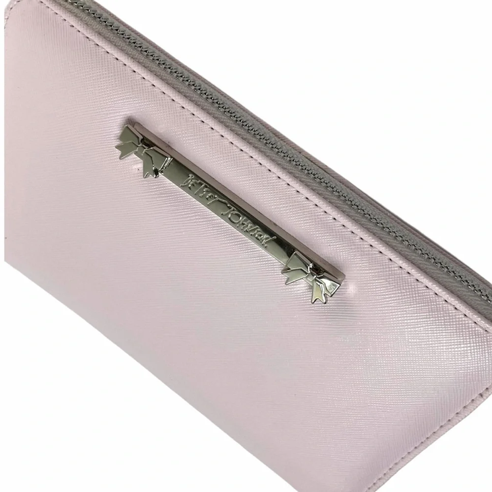 Betsy Johnson Bow Wallet Wristlet Delicate Pastel Pink Luxury Designer Purse